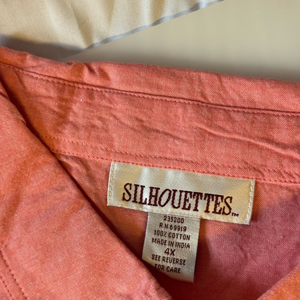 5X Silhouette Woman’s Coral Button-Up Shirt NEW Vintage - Picture 4 of 6